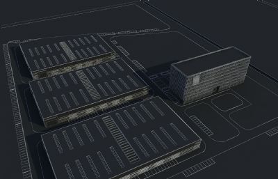 公司厂区,,厂房,办公楼,综合楼3dmax模型
