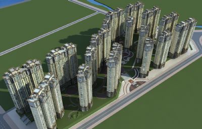 欧式高层,欧式住宅,欧式小区3dmax模型