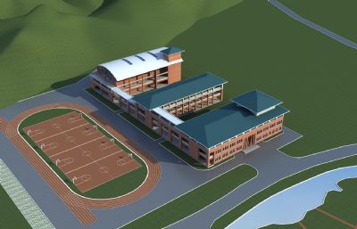 山区小学,学校教学楼,宿舍楼3dmax模型