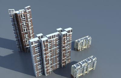 现代多层住宅,高层洋房小区3dmax模型
