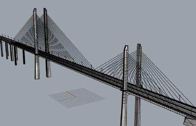 斜拉桥,跨江大桥Rhino模型