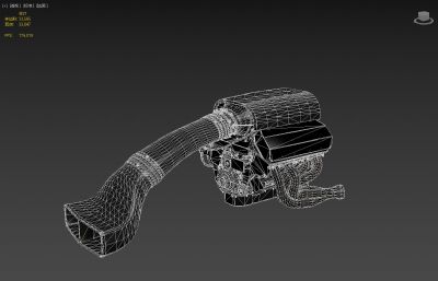 拉力赛赛车引擎,发动机3dmax模型