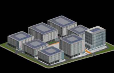 PBR园区厂房,办公楼场景模型