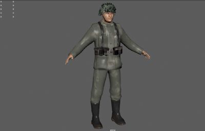 二战士兵,装甲掷弹兵,军人,特种兵游戏人物3dmaya模型