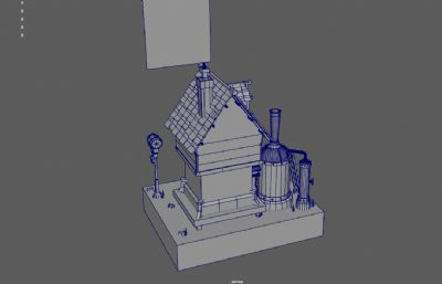 中世纪房屋,卡通酿酒厂,锅炉房3dmaya模型