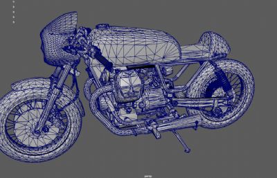 Moto Guzzi摩托古兹老式摩托车,复古机车3dmaya模型