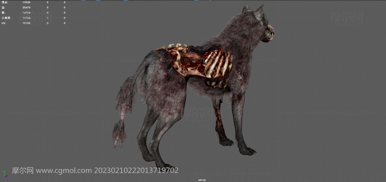 幽灵地狱犬,丧尸猎犬,僵尸猎狗,生化变异狗3dmaya模型