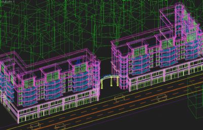 花园小区,商业坡顶住宅,小区改造3D模型