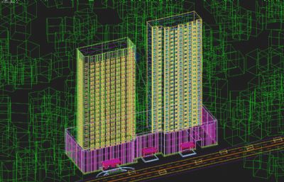 国际大酒店,公寓式酒店,写字楼3D模型