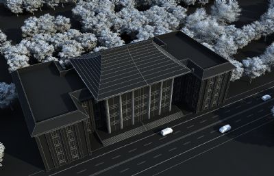 检察院办公楼,中式综合楼,四坡顶3D模型