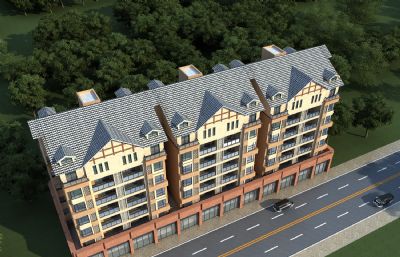 坡顶住宅,多层商业小区,商住楼3D模型