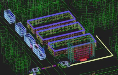 工业园办公楼,厂区,厂房,仓库3D模型