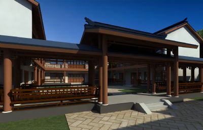四合院,中式连廊住宅,中式民房3D模型