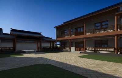 四合院,中式连廊住宅,中式民房3D模型