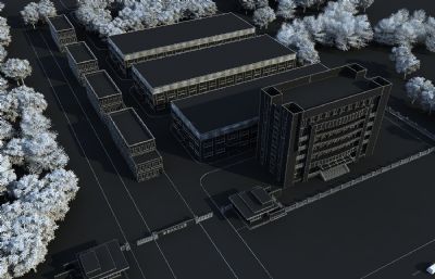 工业园办公楼,厂区,厂房,仓库3D模型