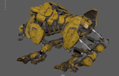 四足机甲机器人,战争机器战士,机器狗,武装机甲3dmaya模型