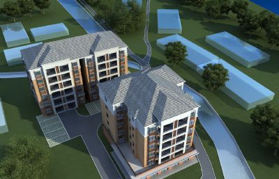坡顶住宅,职工宿舍,商住楼3D模型