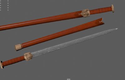 八面汉剑,中国剑,,古代武器,冷兵器3dmaya模型