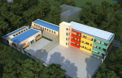 幼儿园教学楼,食堂,操场整体3dmax模型