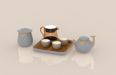 典雅,古典茶具套组模型