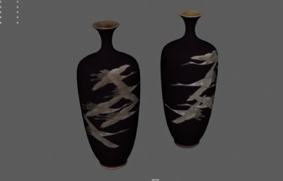 大花瓶摆件,瓷瓶,陶瓷花瓶,古董文物3dmaya模型