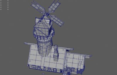荷兰风车屋,风车木屋,磨坊,乡村风车3dmaya模型