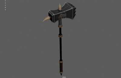 古代战锤,中世纪铁锤,圣殿武士冷兵器3dmaya模型