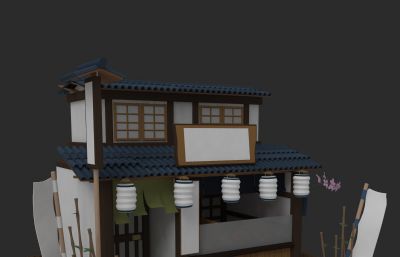 日式樱花小屋场景3dmax模型