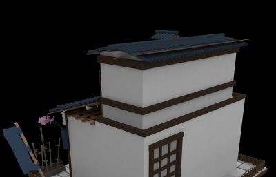 日式樱花小屋场景3dmax模型