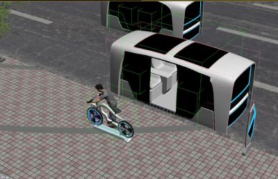雄安智慧智能公交车,智能自行车,未来智慧交通规划设计3D模型