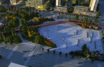 城市广场,城市公园,亚运村3D鸟瞰模型