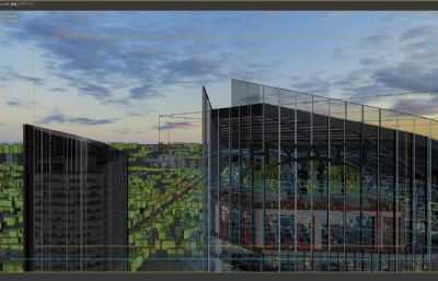盐城海兴广场,屋顶酒店,写字楼酒店场景3D模型