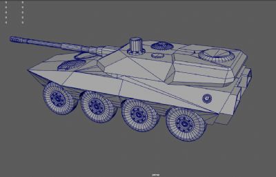 自行火炮,轮式装甲突击车,轮式自行突击炮3dmaya模型,游戏道具