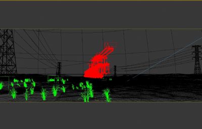 铁路施工铺设铁轨修建铁路动画场景3D模型