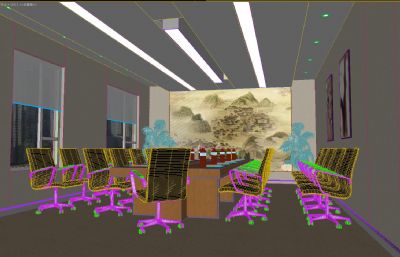 会议室,开会会议桌3D模型