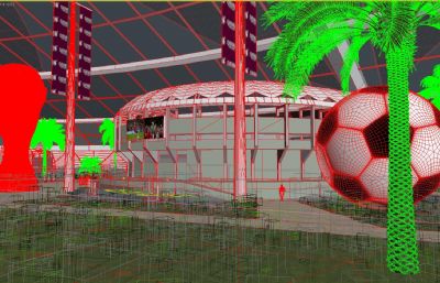 足球馆,大力神杯,卡尔塔世界杯体育馆3D模型
