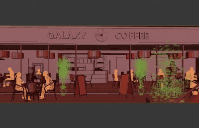 咖啡店商业小品3dmax模型