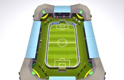卡通儿童足球场3dmax模型,带动画