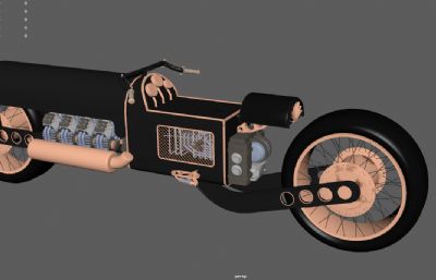 蒸汽朋克摩托车,概念赛车,科幻复古摩托车3dmaya模型