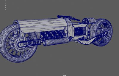 蒸汽朋克摩托车,概念赛车,科幻复古摩托车3dmaya模型