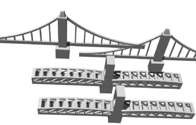 吊桥,桥梁stl模型