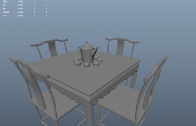 中国古代的桌椅组合，还有一组小茶壶茶碗