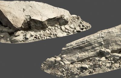 自然风化石头,石块FBX模型,2K贴图