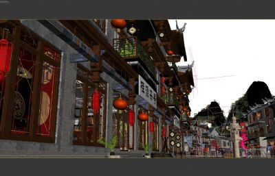 荔波古镇街道,中式商业街建筑 古代茶馆