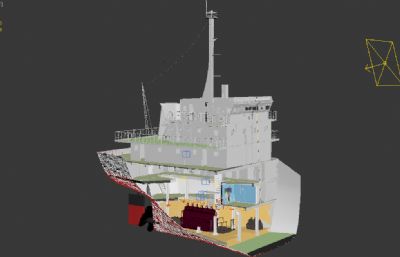 货船轮船剖面 轮船内部结构 轮船剖面图3D模型