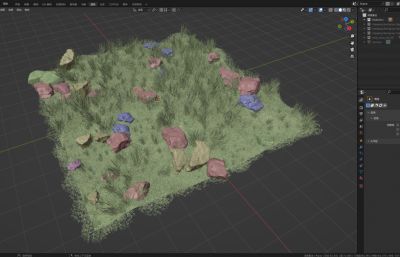 Blender乱石草地3D模型