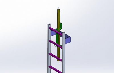 小区顶楼固定在墙上的梯子solidowrks模型