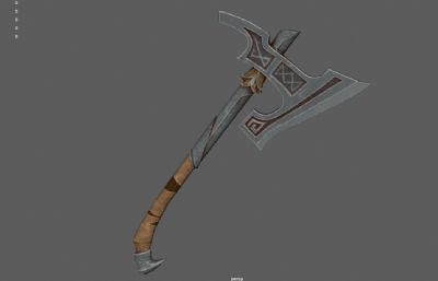 北欧维京战斧 中世纪野蛮人武器 游戏斧子
