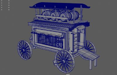 古代酒桶马车 中世纪运输马车 帐篷马车