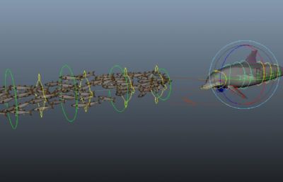 带绑定的海豚+游动的鱼群maya模型